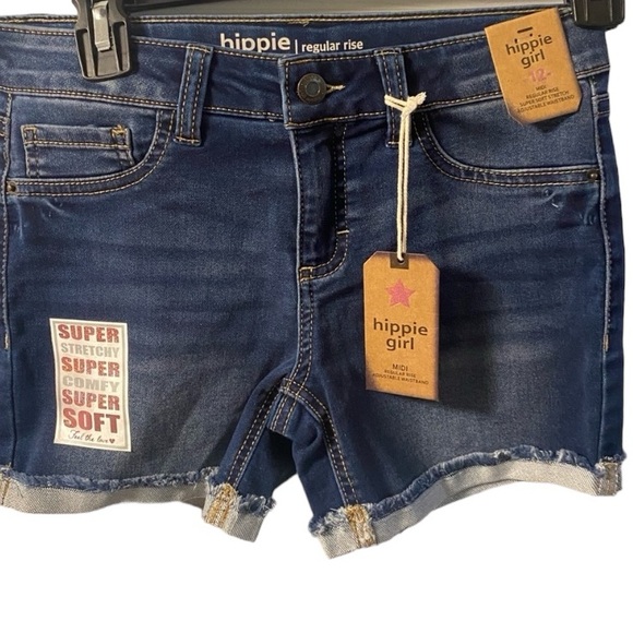 Hippie Girl Midi Jean Shorts Regular Rise Super Soft Stretch Adjustable Waist - Picture 3 of 10